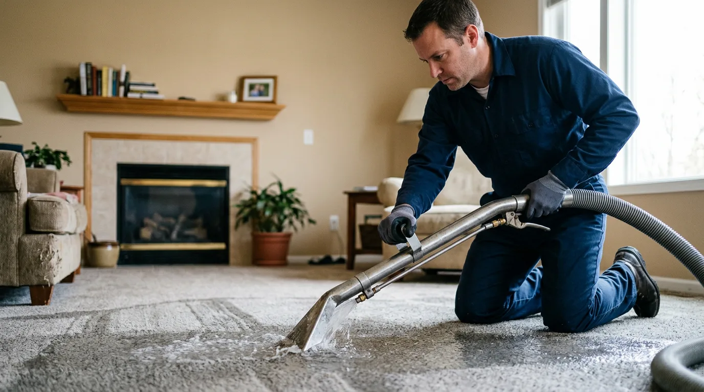 Water damage restoration technician working near Evadale, TX